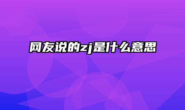 网友说的zj是什么意思