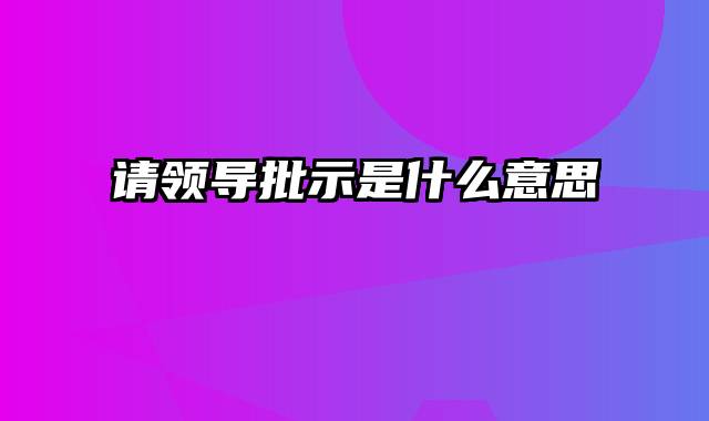 请领导批示是什么意思