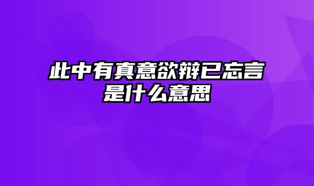 此中有真意欲辩已忘言是什么意思