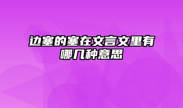 边塞的塞在文言文里有哪几种意思