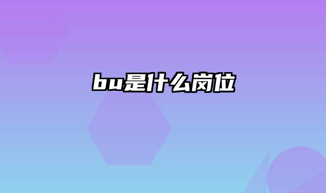 bu是什么岗位