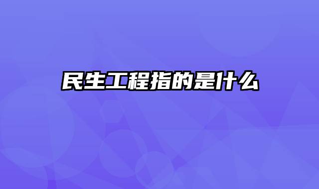 民生工程指的是什么