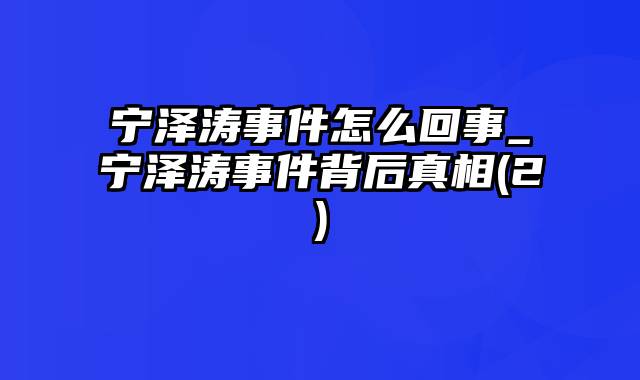 宁泽涛事件怎么回事_宁泽涛事件背后真相(2)