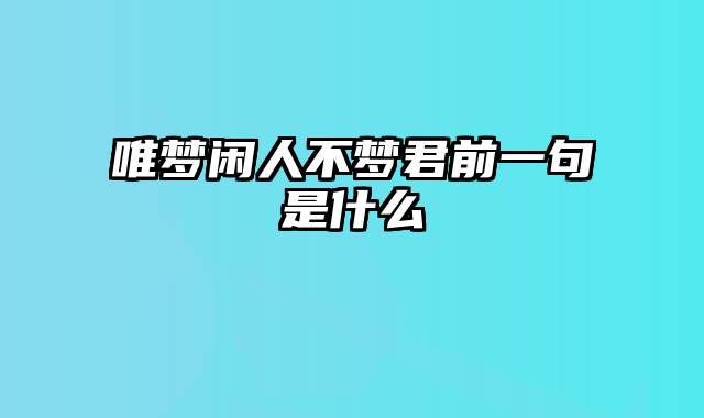 唯梦闲人不梦君前一句是什么