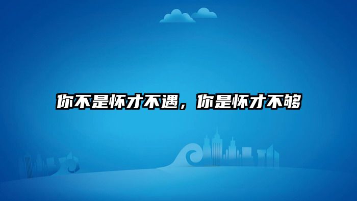 你不是怀才不遇，你是怀才不够